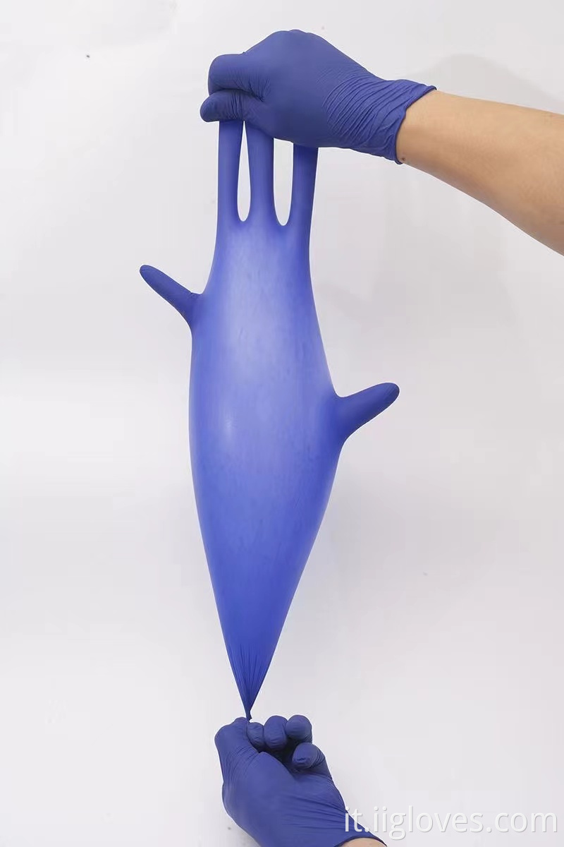 Guanti di nitrile viola in polvere rivestiti a buon mercato e di alta qualità